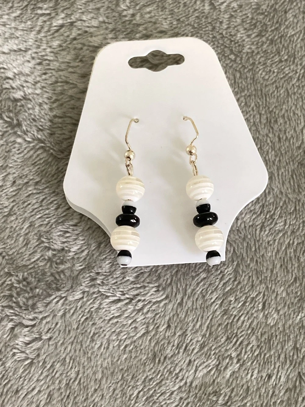 Black and white beaded earrings